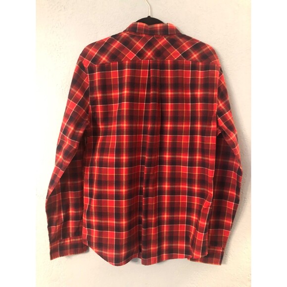 Mens Western Shirt M Red Black‎ Plaid Levi's Button up Long Sleeve Cowboy Ranch - Picture 2 of 9